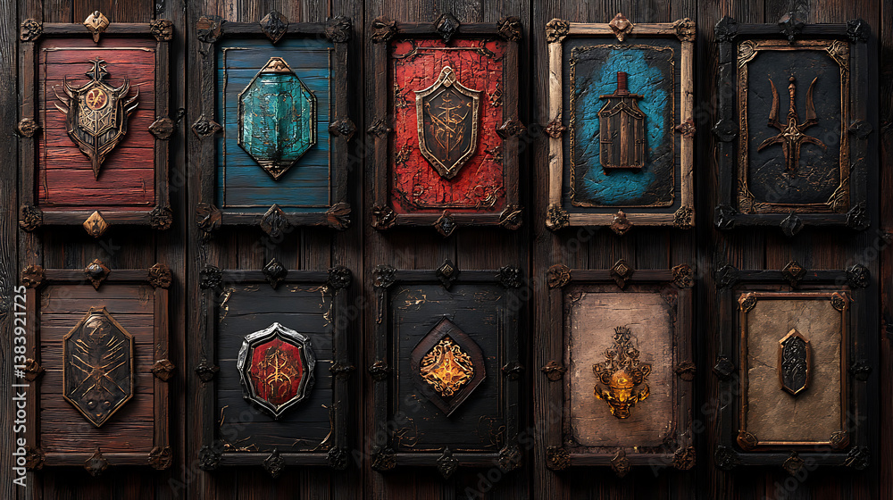 Poster game ui fantasy frames, rank frames
