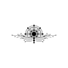 Elegant Black Mandala Ornament on White Background