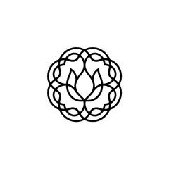 Minimalist Floral Mandala Logo Design in Black on White