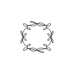 Minimalist Black Floral Frame on White, Elegant Design