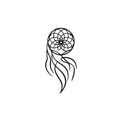 Minimalist Dreamcatcher Illustration: Black and White, Symbolism
