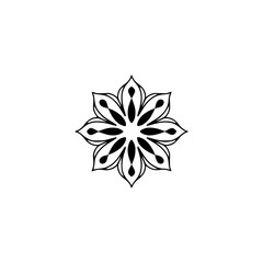 Minimalist Black and White Flower Mandala Design, Elegant & Decorative