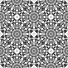 Основные RGB seamless abstract stylized floral pattern, creative ornament, modern black and white background, fashion print, vector original decoration