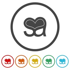 SA Modern Letter Logo Design. Set icons in color circle buttons