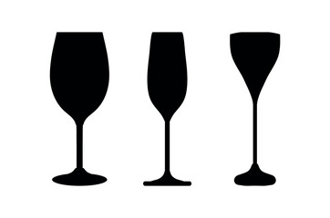 glass of wine silhouette drawing minimalist icons