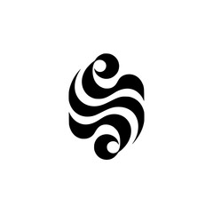 Abstract Black Swirl Logo Design on White Background