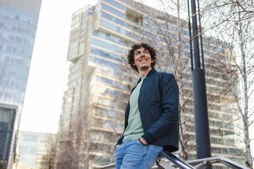 Urban lifestyle with a businessman in a modern city