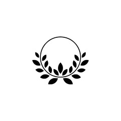 Minimalist Laurel Wreath Circle Logo in Black on White