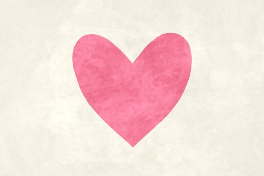 Minimalist watercolor pink heart on textured background