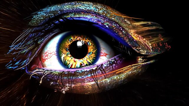 Abstraktes Auge mit visueller Explosion