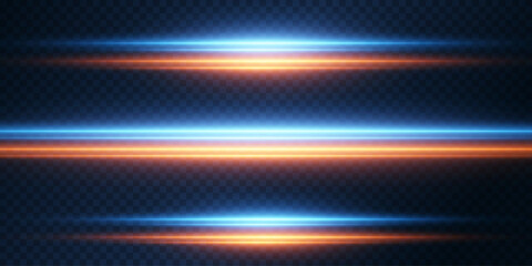 Neon light lines effect. On a transparent background.