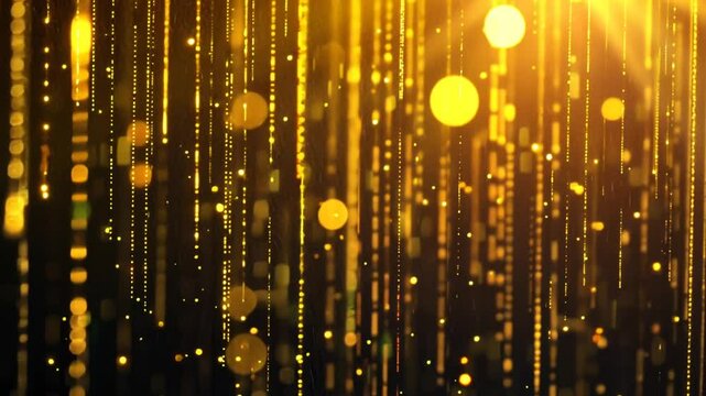 Leuchtende vertikale Datenstreifen in Gold
