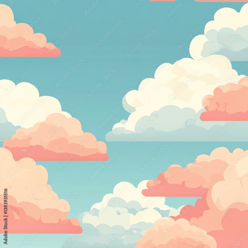 Poster Soft clouds drift across a serene gradient sky creating an airy atmosphere during a peaceful day