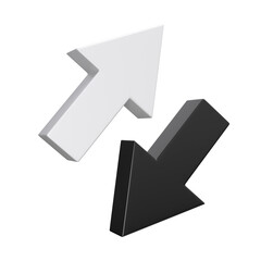 White and black arrows isolated. Exchange concept. 3d rendering