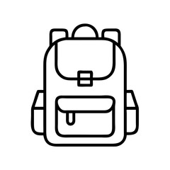 Backpack outline vector icon for school travel gear and hiking equipment and camping accessories design