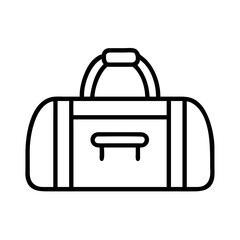 Gym bag duffel bag vector icon for travel sports and fitness gear outline illustration for design 100