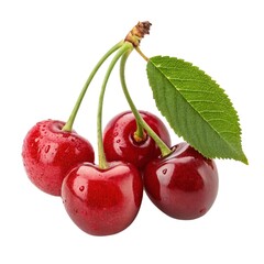 Vibrant Red Cherries with Green Stems Natural Shine and Juicy Plump Texture Fresh Fruit Art for Kitchen and Dining Walls Ideal for Healthy and Organic Home Styling