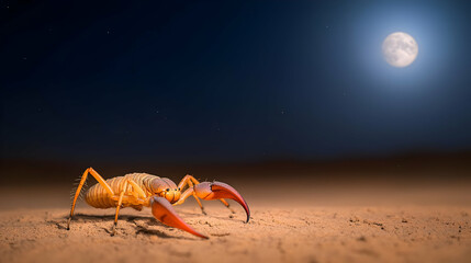 Fototapeta premium Scorpion In Desert Moonlight