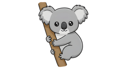 Cute koala climbing a tree cartoon