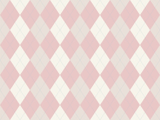 Elegant pastel pink and cream argyle pattern.  Perfect for backgrounds, textiles, or stationery.  Subtle texture and soft color palette evoke feelings of femininity and sophistication.