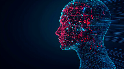 Obraz premium Abstract Futuristic Profile Of A Woman In Digital Art