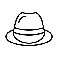 Vintage fedora hat outline icon vector illustration for fashion accessory and design element with brim style