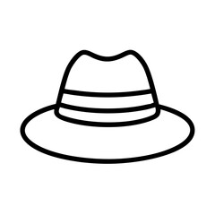 Classic fedora hat outline icon vector design, vintage fashion headwear accessory, stylish hat illustration