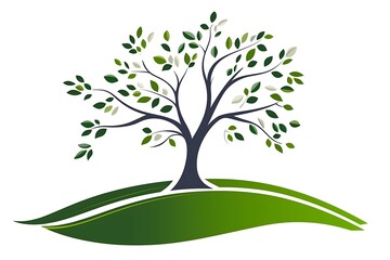 Lush Tree on Green Hills