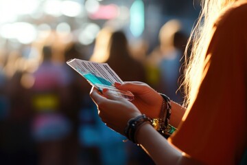 A person purchasing event tickets and digital access passes for concerts online.