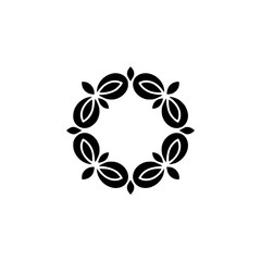 Black Floral Wreath Logo on Neutral Background