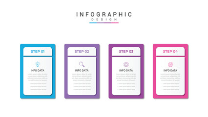 Obraz premium Vector Infographic label design template with icons and 4 options or steps. Can be used for process diagram, presentations, workflow layout, banner, flow chart, info graph