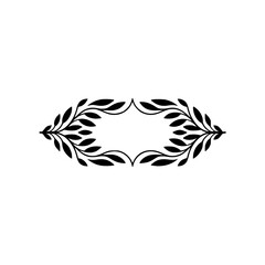 Elegant Black Leaf Border on White, Decorative Design Element