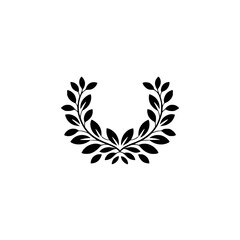 Minimalist Laurel Wreath Icon: Black & White, Elegant Design Element