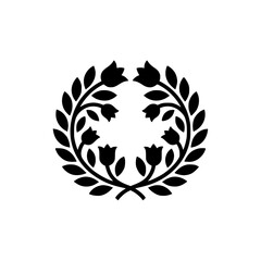 Obraz premium Elegant Floral Wreath Silhouette on Light Background