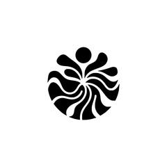 Abstract Black and White Floral Swirl Design on Cream Background