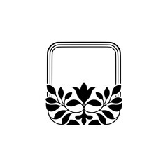 Elegant Floral Frame Design - Minimalist Black and White Decorative Element