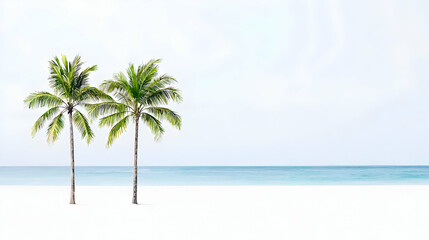 Obraz premium Tropical Beach Scene With Palm Trees