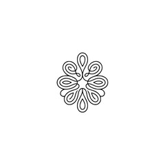 Minimalist Floral Emblem with Looping Lines on White
