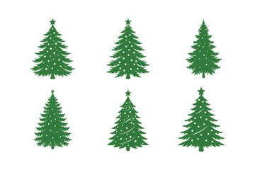 Set of cartoon Christmas trees  Vector illustration