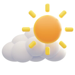This image shows a cartoon sun shining through a cloud, representing good weather.