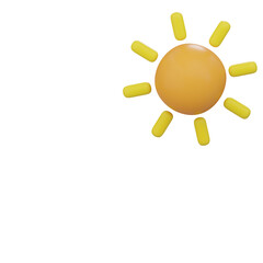 A stylized illustration features a sun icon with radiating yellow rays and a bright orange orb.