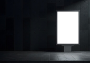 Standalone Digital Display Kiosk at Night