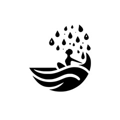 Serene Rainbath: Minimalist Silhouette Illustration