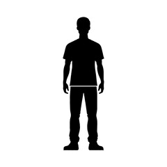 Fototapeta premium Vector Standing Man Silhouette Front View Casual Outfit Neutral Posture