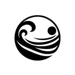 Abstract Black and White Ocean Wave Logo Design