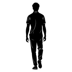 Vector Man Walking Silhouette Rear View