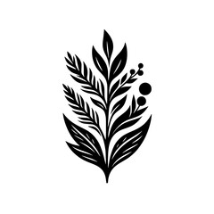 Minimalist Black and White Botanical Leaf Design for Branding