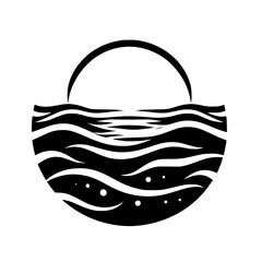 Minimalist Black & White Basket Logo with Wavy Design