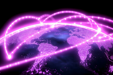 Obraz premium Glowing purple network connecting the world