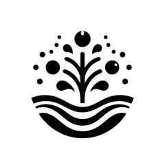 Abstract Fountain Logo: Minimalist Black and White Design